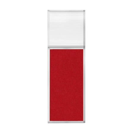 Versare Hush Panel Configurable Cubicle Partition 2' x 6' W/ Window Red Fabric Clear Fluted Window 1852227-1